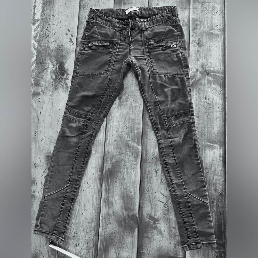 Free People Gray Skinny Stretch Zippered Cargo Jeans size 4/6.